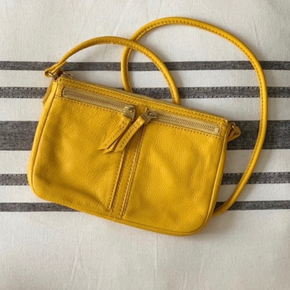 Fossil Mustard Yellow Leather Crossbody Bag